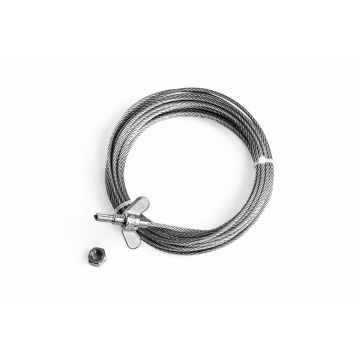 Staalkabel RVS 3mm. met persbus en vleugelmoer L = 6,50 m