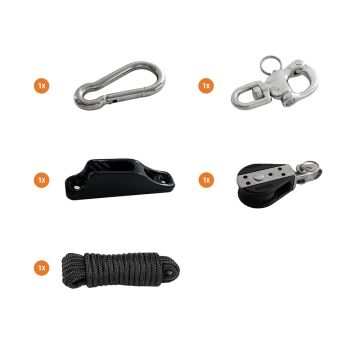 Schaduwdoek bevestigingsset katrol