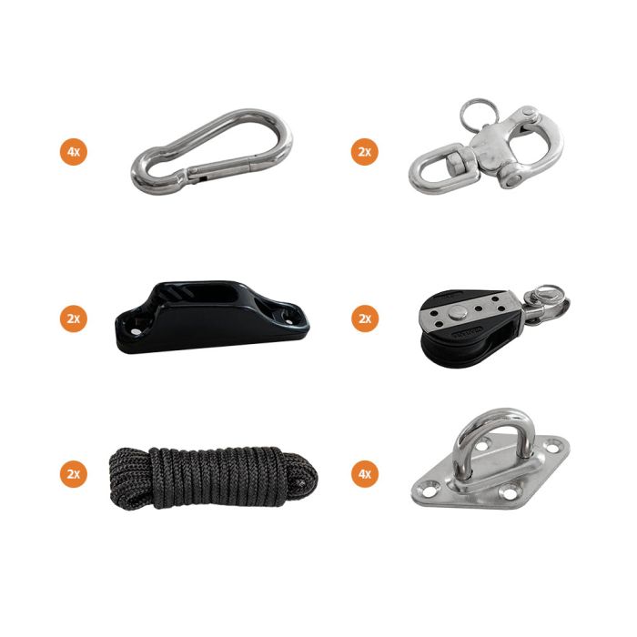 Schaduwdoek bevestigingsset vierkant katrol main product photo